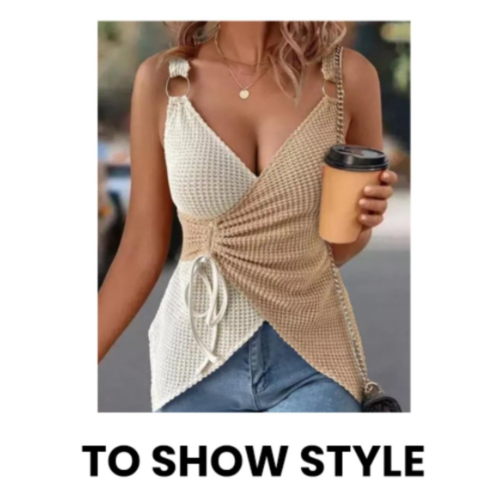 Stylish Beige and White Crop Top